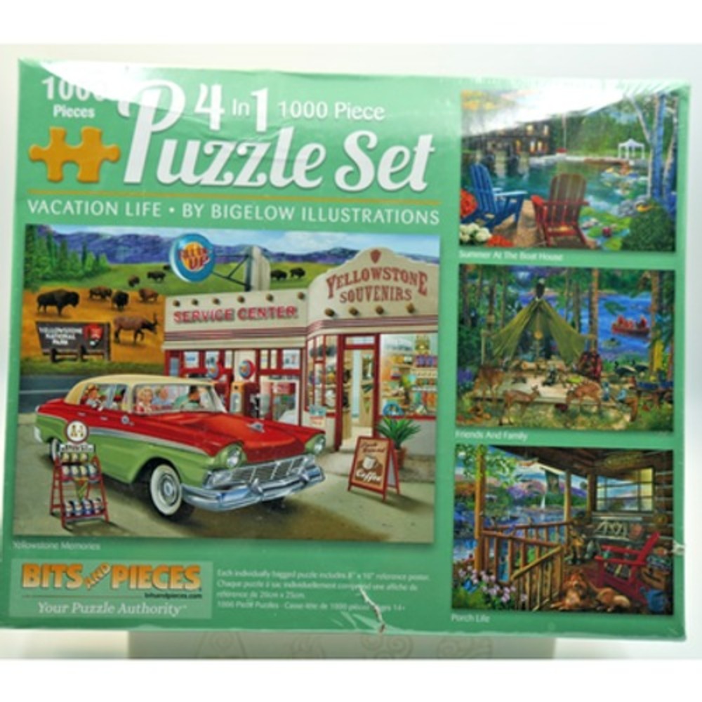 Bits & Pieces Puzzle Set 4 In 1‎ VACATION LIFE Each Bagged With Photo*Complete*